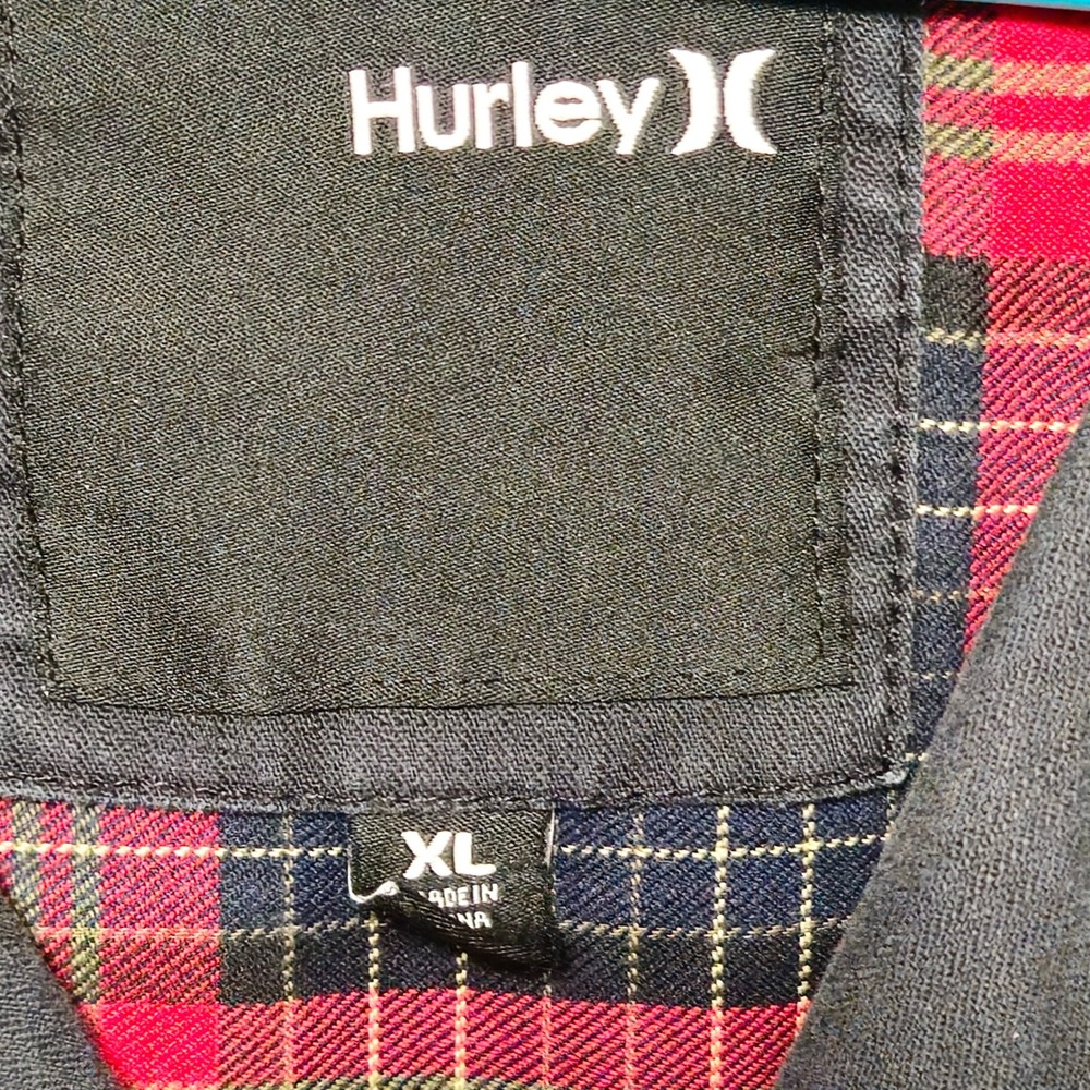 HURLEY Field Jacket Mens Large Black Cotton Military Utility Plaid Lined - Picture 3 of 7